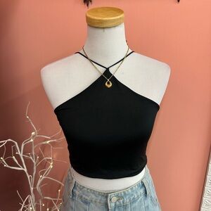 NWT! Forever 21 Black Halter Crop Top